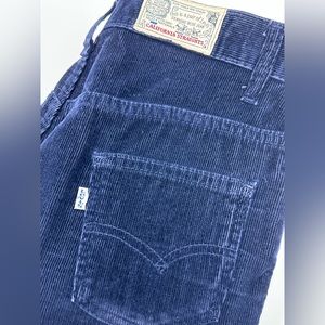 Vintage Levis California Straights Corduroy Pants Sz 28x34 Navy Blue High Rise